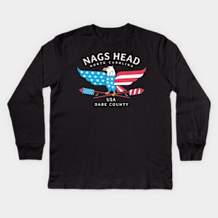 Nags Head, NC Summer Patriotic Pride Fourth of July Kids Long Sleeve T-Shirt